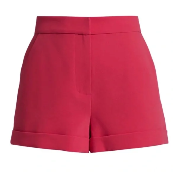 Cinq à Sept Women’s Elaine Cuffed Crepe Shorts in Raspberry Hot Pink Sz 6